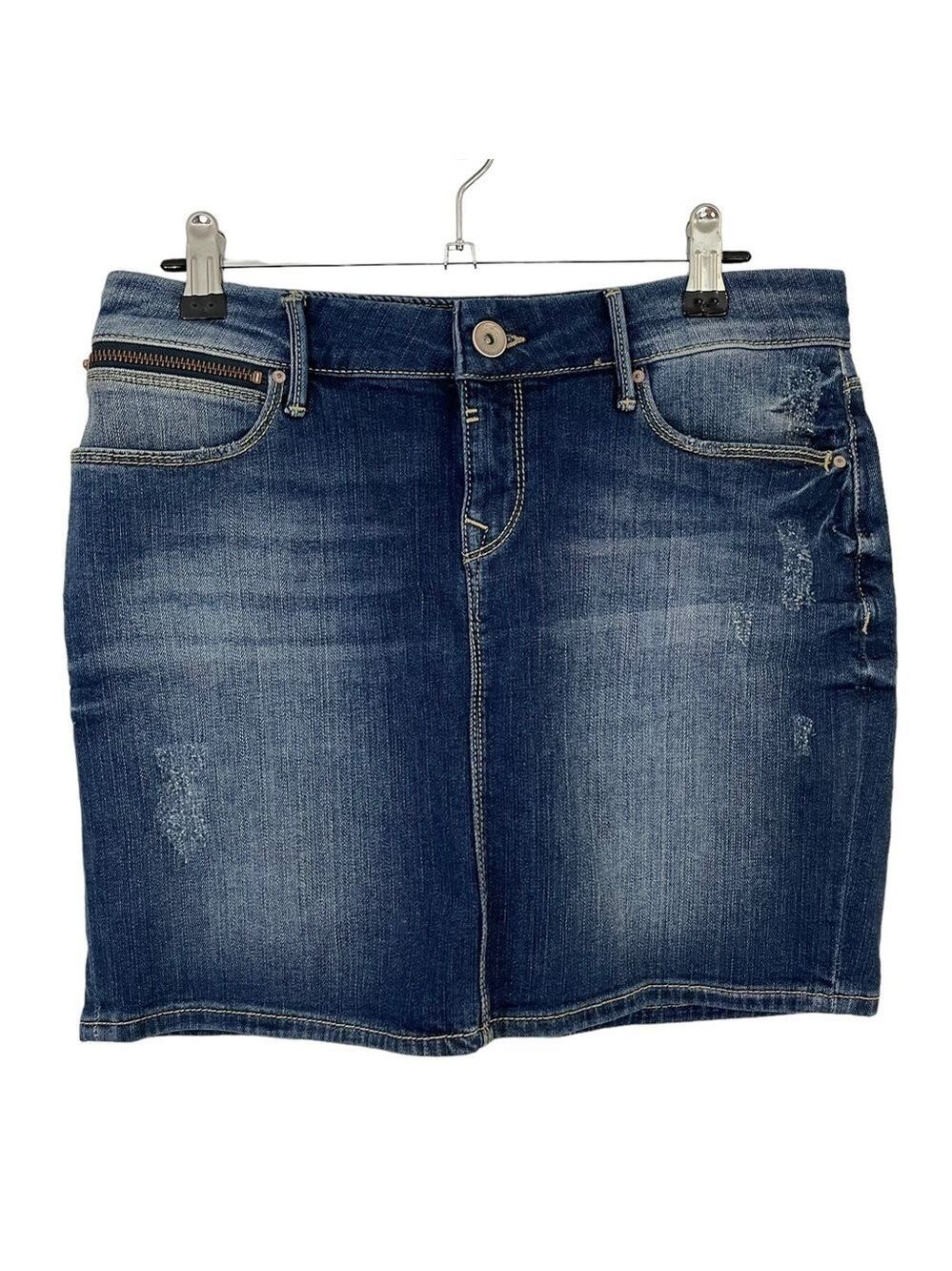 Mavi Denim Mini Skirt Womens S Blue Jean Casual Summer Y2K Straight Distressed